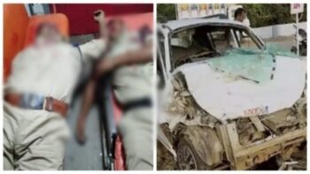 Fatal Road Accident: Speeding car collides with dumper… Two SIs along with a constable died on the spot… LIVE VIDEO