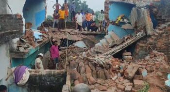 Buried Under Debris: An elderly woman buried under the debris due to the collapse of a dilapidated house, was pulled out safely after three hours of effort.