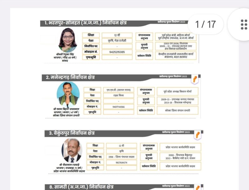 CG BJP Candidate: Out of 64 BJP candidates, only one candidate is 5th pass...the rest have high profile background...see full list