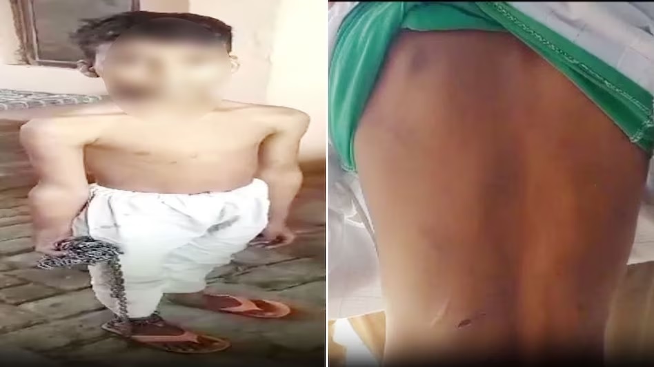 Child Abuse: Cruelty to a child...! Maulana and uncle tied 8 year old child in chains and beat him...Video Viral