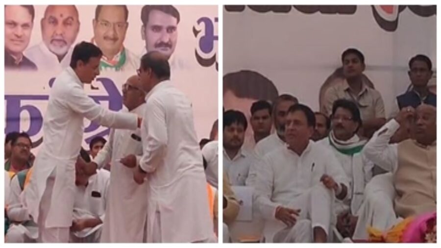 Kharge ki Sabha: Surjewala got angry after seeing the 'Executive District President' sitting on his chair on the stage...see how he celebrated VIDEO