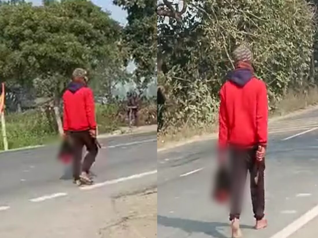 Horrid View: Husband kept wandering on the road with his wife's decapitated head... Heart shocked after watching VIDEO