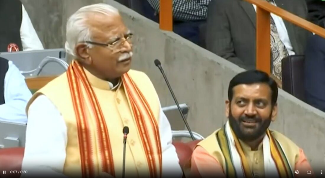 Manohar Lal Khattar: I tender my resignation from Karnal Assembly seat...! CM Saini was surprised to hear this announcement of Khattar...see reaction in VIDEO