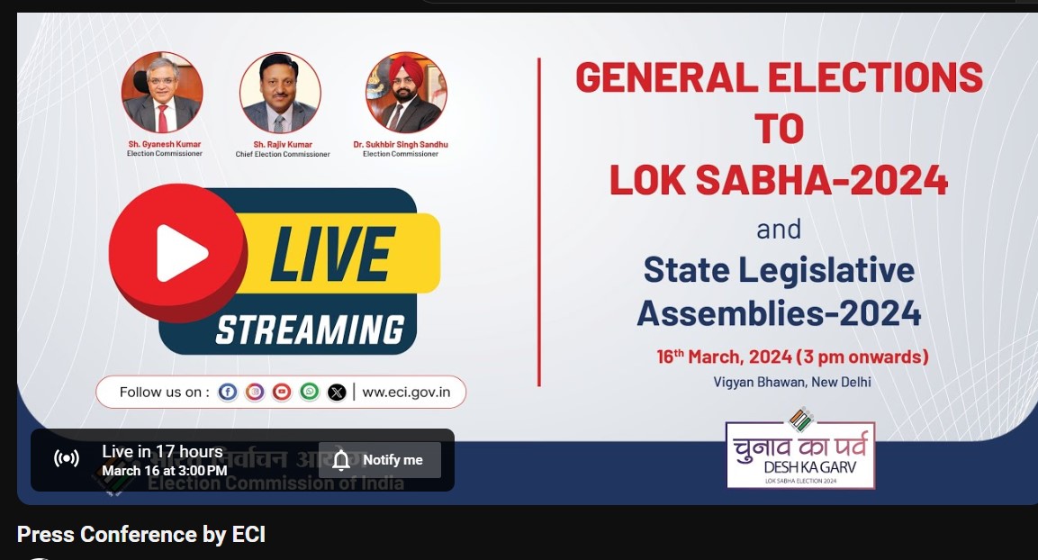 LOK SABHA 2024 LIVE: Lok Sabha election dates announced...! watch live