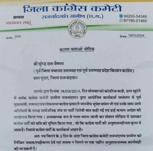 Ex CM Bhupesh Baghel: Was angry about his own chief...! District Congress Committee issued 'notice' to Surendra Dau... see