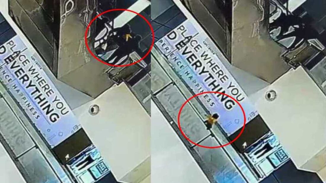 A shocking incident came to light from Raipur City Center Mall...! 1 year old innocent girl fell headlong on the ground from the second floor...see VIDEO