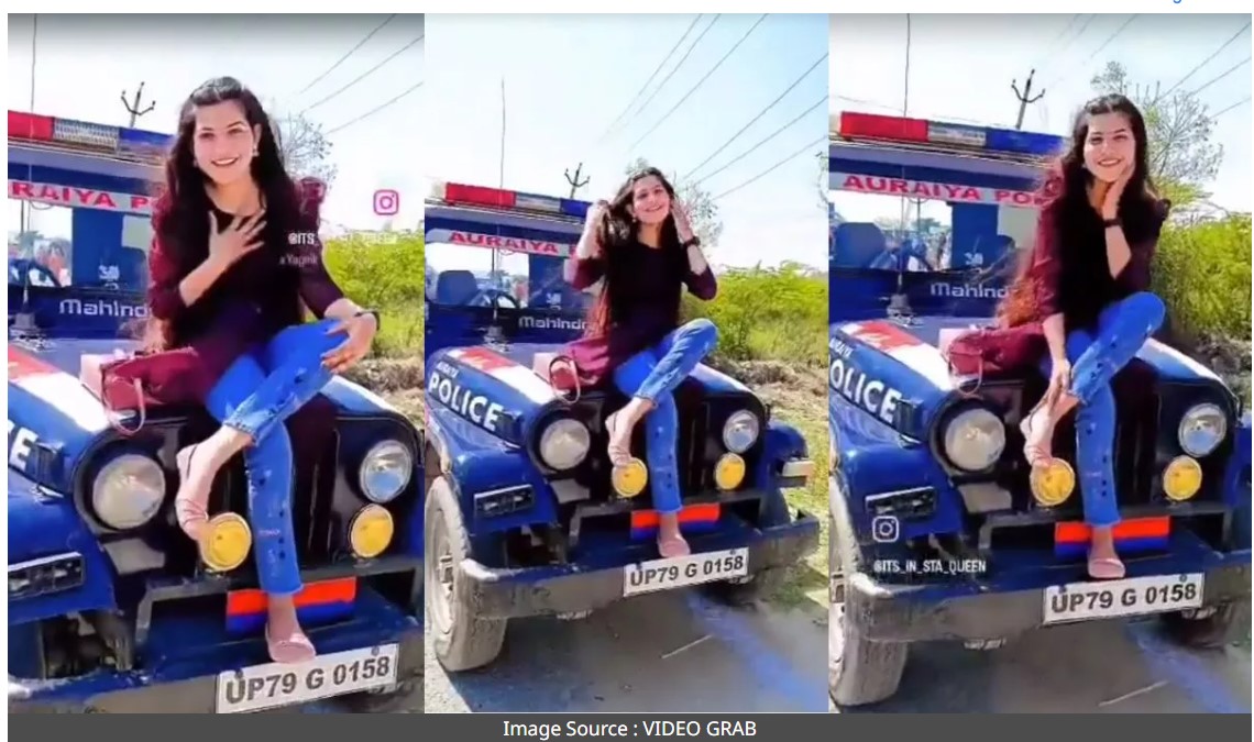 Reel on Bonnet: This very beautiful girl made a reel on the bonnet of a police car...see VIDEO