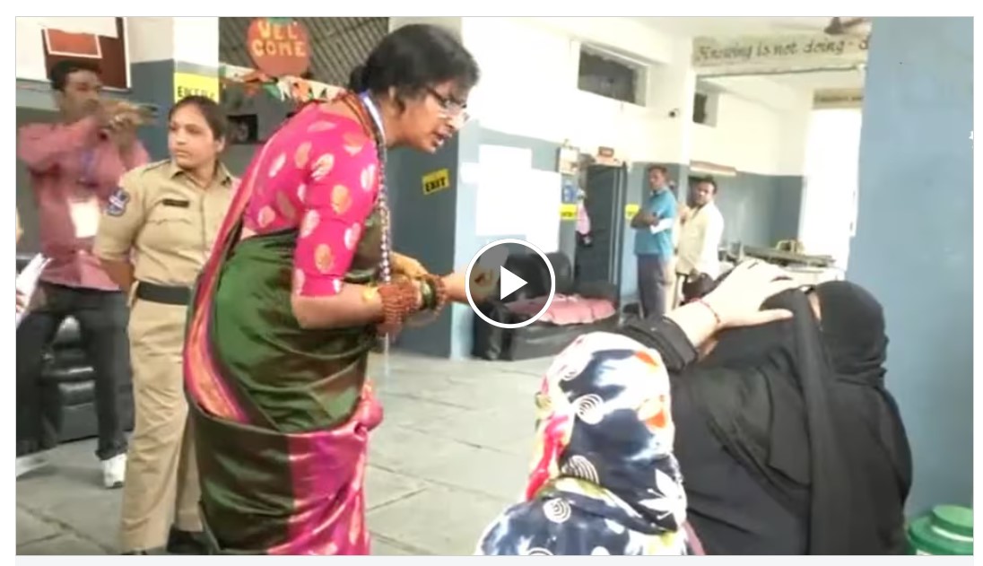 Polling Booth: BJP candidate removed burqa from the faces of women at the polling booth...this video surfaced