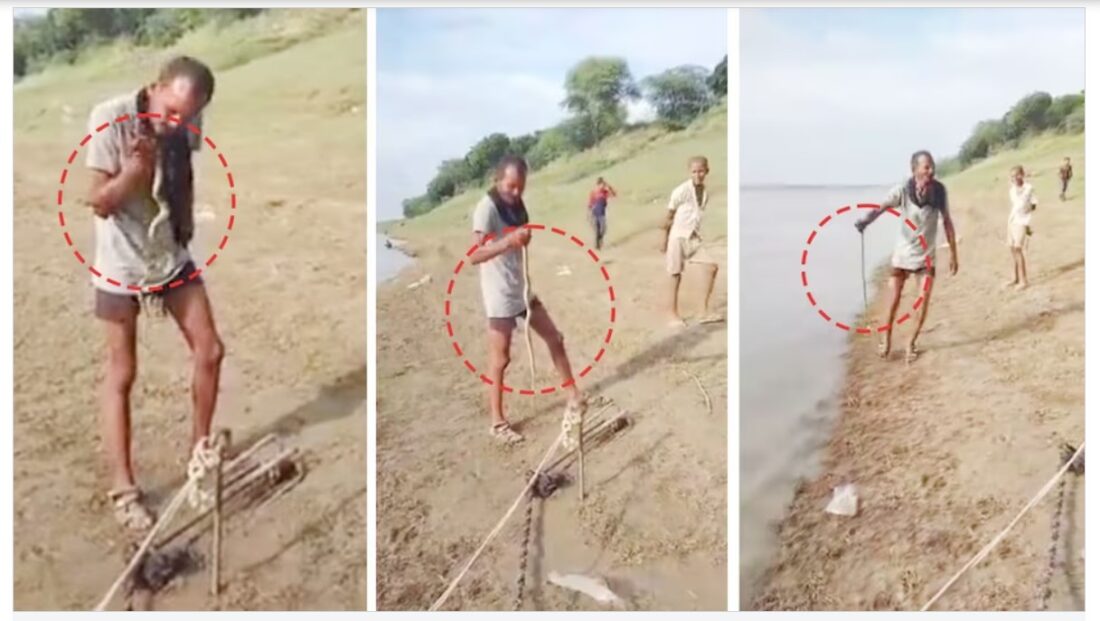 Ganga Prasad Kewat: Bandit Ganga Prasad Kewat caught a live snake from the river and ate it... watch the video here