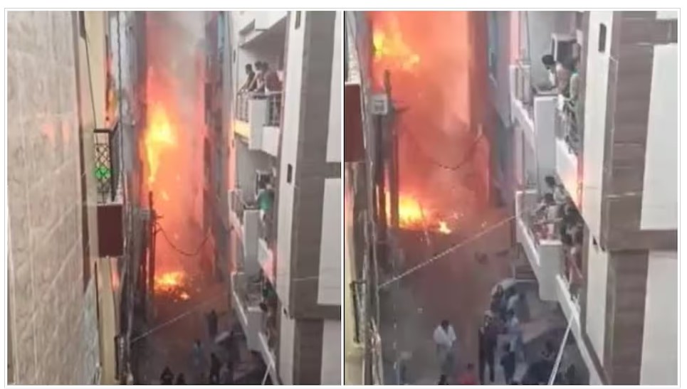 Fire in Noida PG: Huge fire broke out in two girls PG... watch the video here