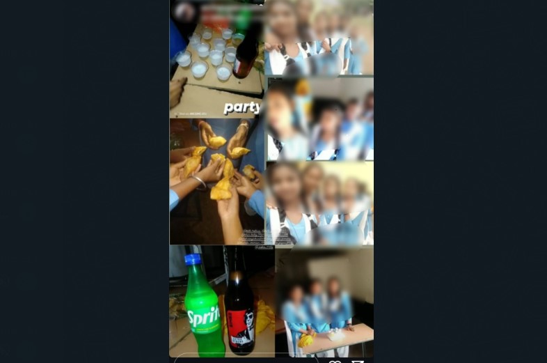 Beer Party: Audacity of girl students in Bilaspur...! Beer party in school... On 'birthday' girls put disposable glasses and 'beer' bottles on the school bench...? Watch the video here