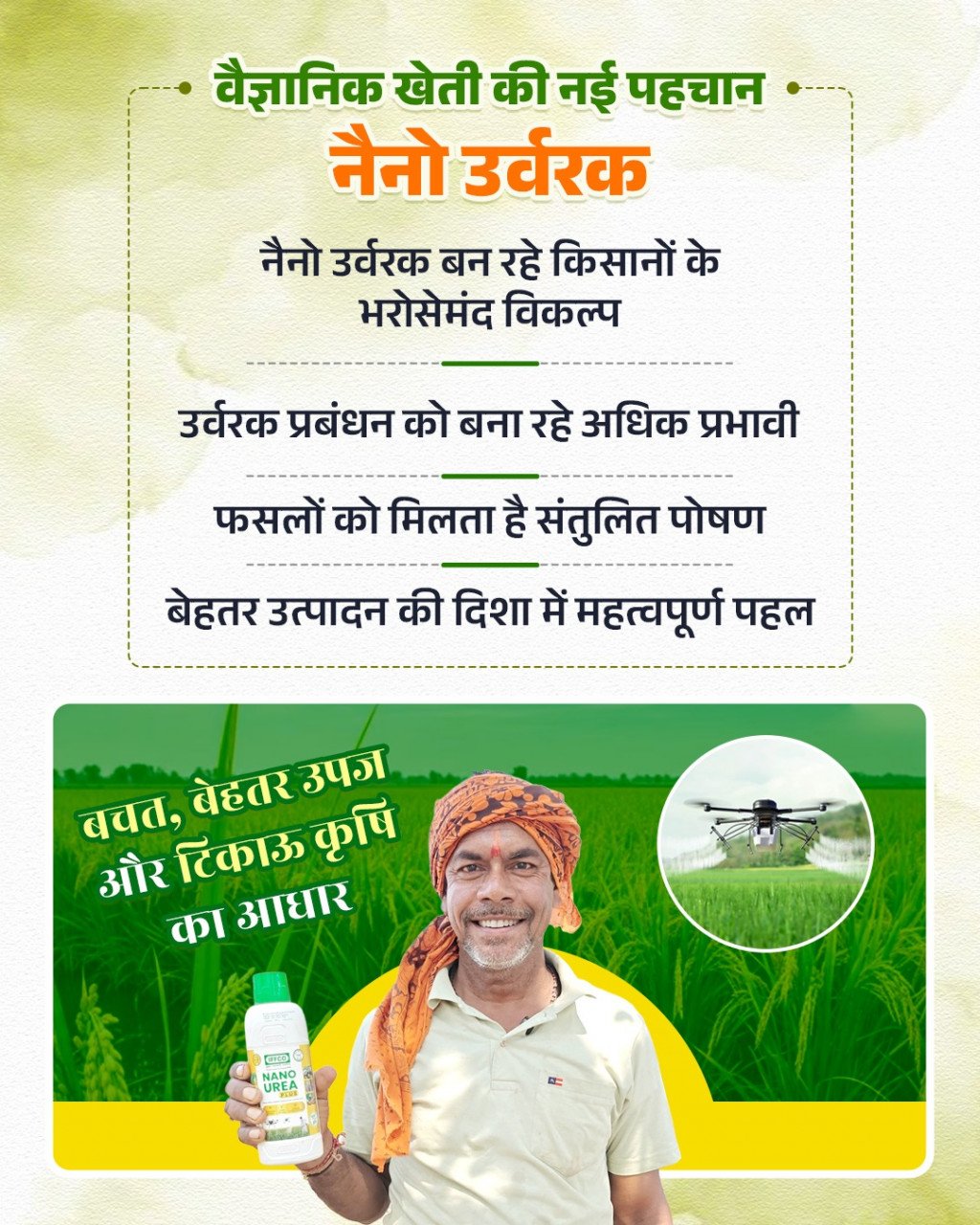 Nano Fertilizer : वैज्ञानिक खेती की ओर बढ़ते कदम… नैनो उर्वरकों से बढ़ रही किसानों की उत्पादकता… लागत में कमी और उत्पादन में वृद्धि